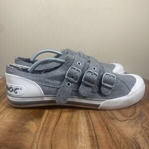 Rocket Dog Jolissa Aviator Womens Gray White Size 9 Y2K Distressed Low Top Shoes